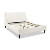 English Elm Aspen Vertical Tufted Modern Headboard Platform Bed Set, Queen, Cloud White Performance Velvet