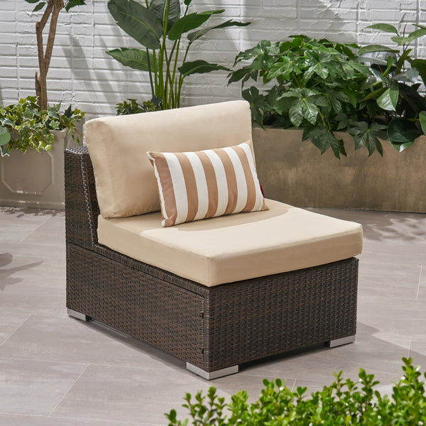English Elm Christopher Knight Home® - SANTA Rosa Armless Outdoor Chair with Aluminum Frame, Water-Resistant Cushion, Wicker Design, 33"D x 25"W Multi 57466.00ALUMBRN