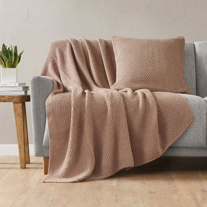 JLA Home INK+IVY - Throw ultra-soft knit 50x60 inch cottage-style acrylic throw — machine washable, durable cozy layer Brown II50-1298