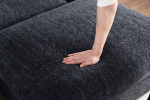 English Elm Modern Flannel Velvet Modular Sectional with Reclining Seats Usb Console Ottomans Dark Gray B2730S00044