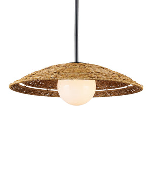 Currey & Company Barbary Small Outdoor Pendant Light – Hand-woven Wicker Design For Stylish Patios And Porches Natural All,Weather Wicker ,Metal ,Glass 9500-0017-currey-company