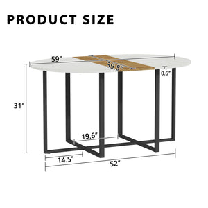 English Elm Sn-ovt150-6-whwd Oval Faux Marble Two-tone Dining Table with Matte Black Geometric Base W3875P372895