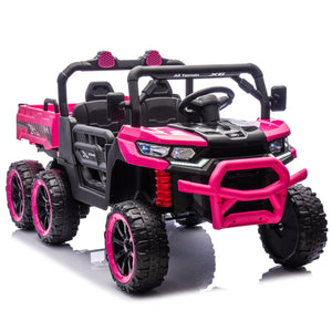 English Elm 24v Two Seat Kids Electric Dump Truck Six Wheel 4wd Utv with Parental Remote Pink W1578P268990