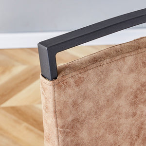 English Elm Table Retro Dining Set With Fishbone Mdf Top & 4 Brown Fabric Chairs - Modern, Stylish, Durable W1151S03140-GIGA