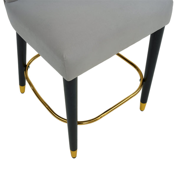 English Elm Christopher Knight Home® - 27inch-counterstool, modern rubberwood frame with light fabric upholstery, gold circular footrest accent Grey N780P224409G