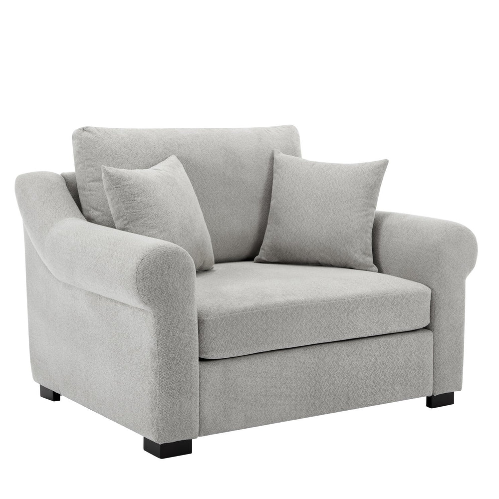 English Elm Modern Oversized Chenille Armchair with Wide Armrests, Removable Covers, Sturdy L-Shape Legs for Cozy Lounging Light Gray 38.5 L x 28 W x 15.75 H BS701P188662E