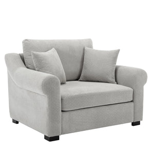 English Elm Modern Oversized Chenille Armchair with Wide Armrests, Removable Covers, Sturdy L-Shape Legs for Cozy Lounging Light Gray 38.5 L x 28 W x 15.75 H BS701P188662E