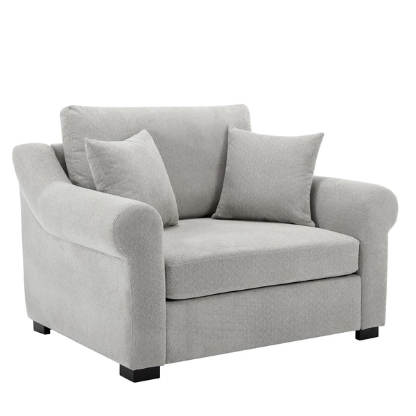 English Elm Modern Oversized Chenille Armchair with Wide Armrests, Removable Covers, Sturdy L-Shape Legs for Cozy Lounging Light Gray 38.5 L x 28 W x 15.75 H BS701P188662E