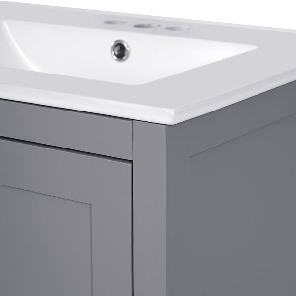 English Elm 24-inch Modern Bathroom Vanity with Ceramic Sink, Soft-Close Doors, Drawer Divider & Ample Storage Gray N729P299440E