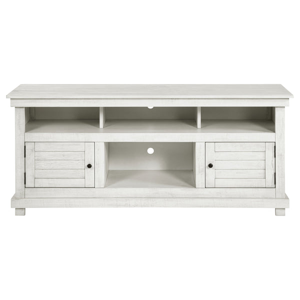 English Elm Castleton Rustic Distressed White 60" TV Stand - Modern Farmhouse Media Console with Shelves & Cupboards B062P375514