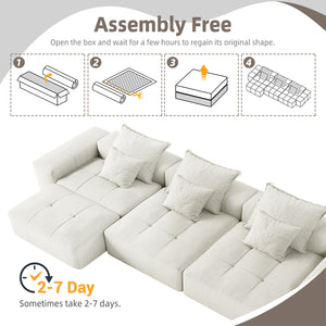 English Elm Modern Oversized Modular Sectional Sofa, Soft Sparkling Chenille With 6 Pillows - No Assembly Needed! W1885S00077