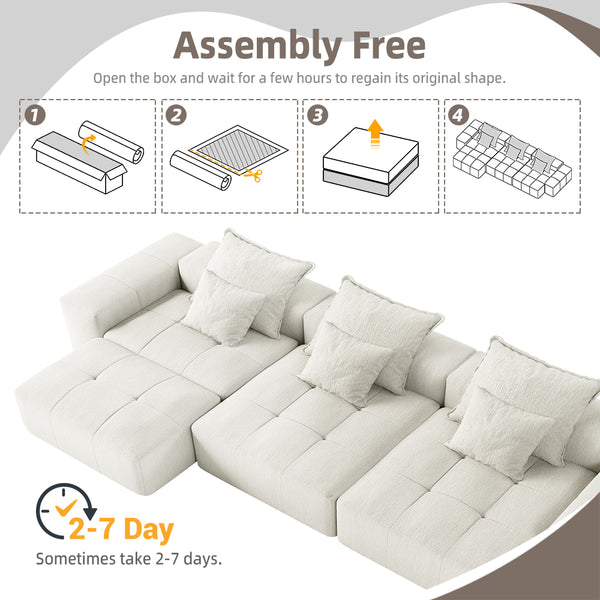 English Elm Modern Oversized Modular Sectional Sofa, Soft Sparkling Chenille With 6 Pillows - No Assembly Needed! W1885S00077