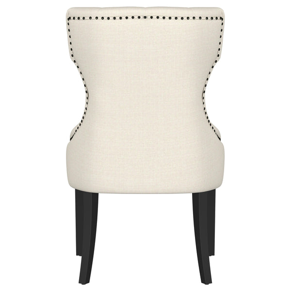 English Elm 1pc Modern Tufted Wingback Dining Chair with Curved Barrel Back, Nailhead Trim, Plush Upholstery Comfort Beige,Black 28.74 L x 27.95 W x 25.2 H B011P301371