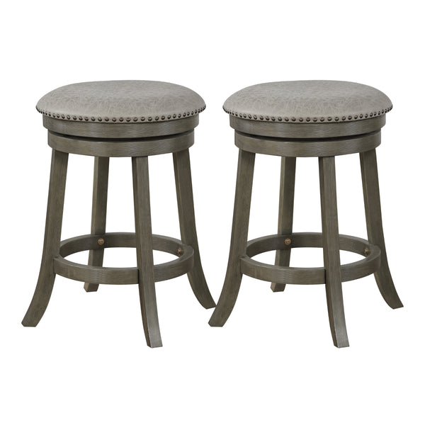 OSP Home Furnishings Round Backless Swivel Stool 2 Pack Dove / Antique Grey