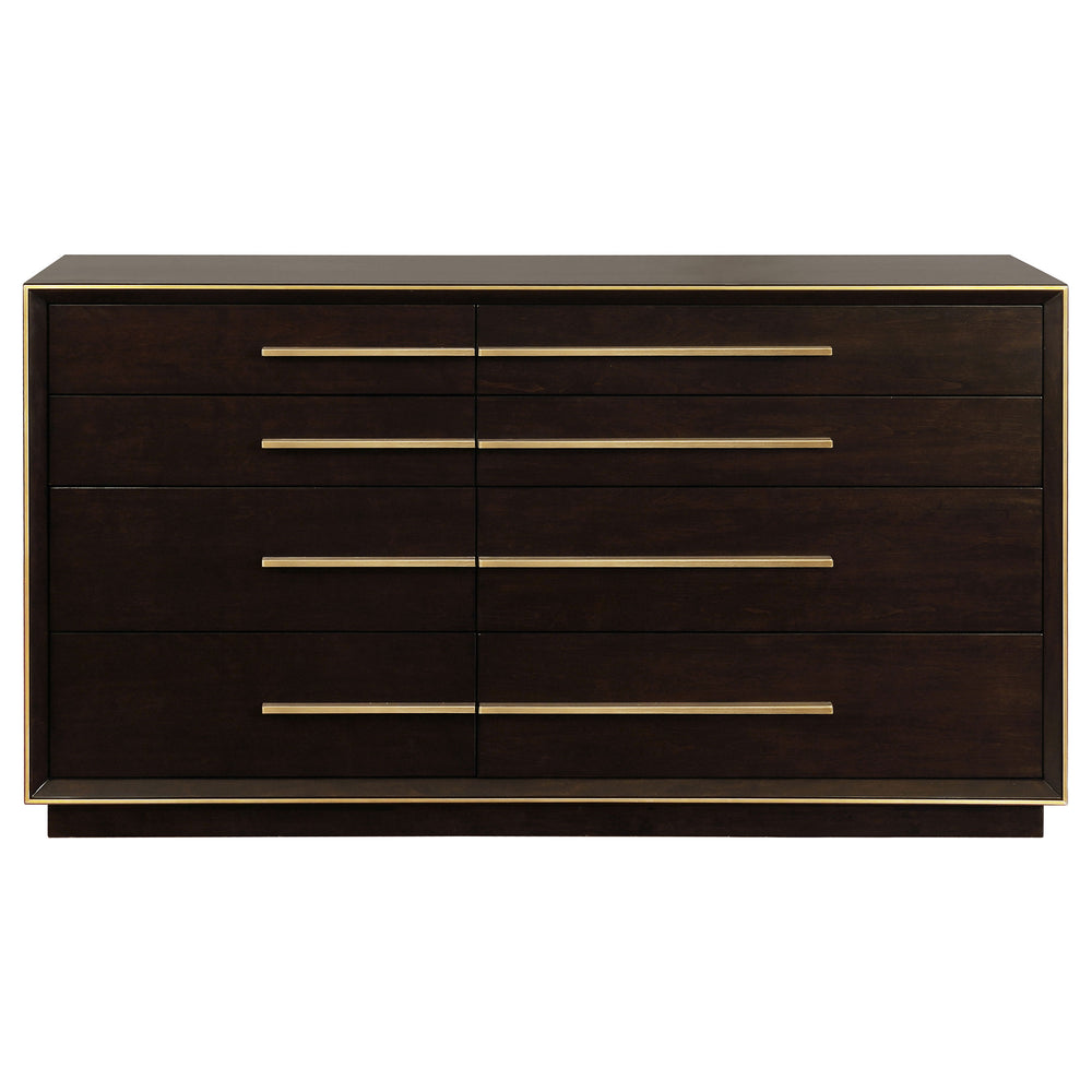 English Elm Prescott Smoked Peppercorn Nine-Drawer Dresser with Retro Flair, Mitered Trim & Elongated Metal Pulls (70") B062P375998