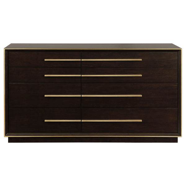 English Elm Prescott Smoked Peppercorn Nine-Drawer Dresser with Retro Flair, Mitered Trim & Elongated Metal Pulls (70") B062P375998