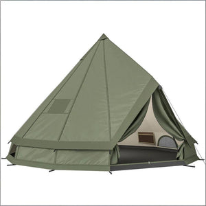 English Elm Outdoor Canvas Teepee Tent for Family Camping with Stove Jack All Season Use T3971P486614