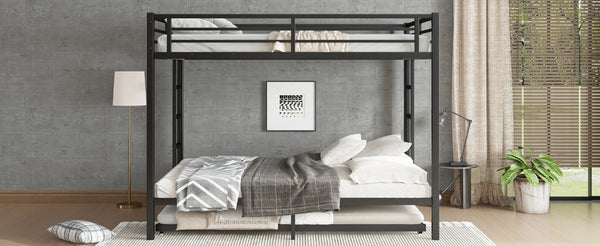 English Elm Queen Metal Bunk Bed With Twin Trundle - Stylish Space-Saving Solution For Shared Bedrooms Or Guests W1580S00131-GIGA