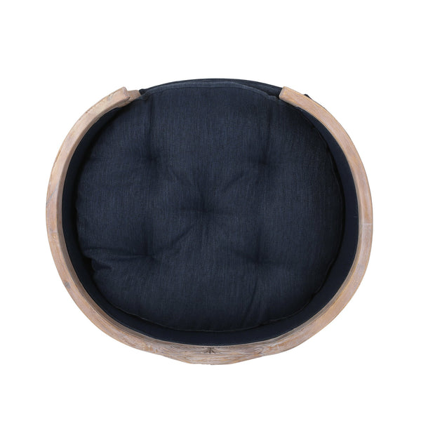 English Elm Pet Bed with Tufted Cushion Solid Birch Turned Legs Upholstered Living Room Sofa Style Navy Blue 72913.00NBLU
