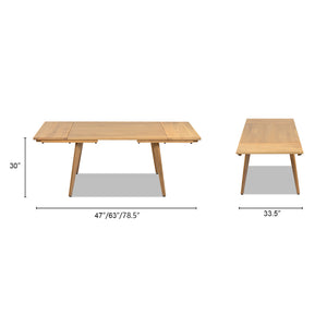 English Elm Jennifer Taylor Home - Capri Solid Red Oak Extendable Dining Table 47–78.5" Seating 4–6, Mid-Century Tapered Legs, Grain Finish Brown B2719P395575