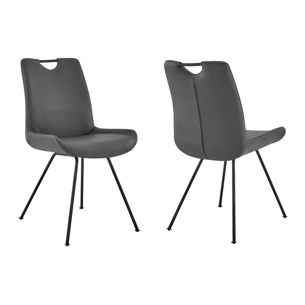 English Elm Palindra Contemporary Dining Chairs Set Of 2 In Stylish Gray Faux Leather For Modern Dining Spaces B2736P354279-GIGA