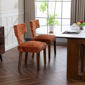 English Elm Mid Mid Century Modern Dining Chairs Set of 2 Upholstered Linen Accent Chairs with Solid Wood Frame, Ergonomic Support and Nailhead Trim Orange W794P335662