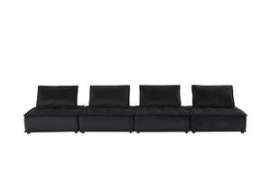 English Elm Aveline Velvet Tufted Modular Sofa Four Seat Low Profile Living Room Sectional Black B2749S00020