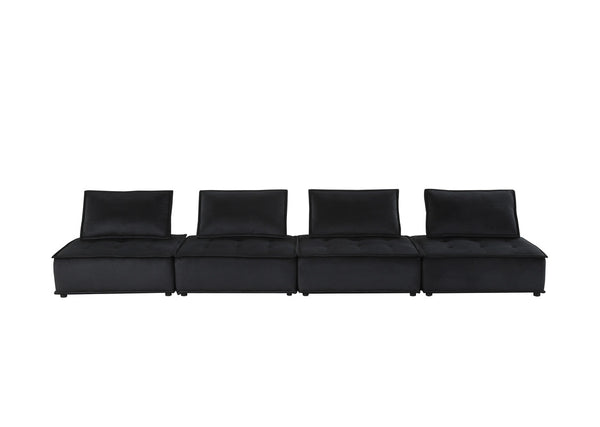 English Elm Aveline Velvet Tufted Modular Sofa Four Seat Low Profile Living Room Sectional Black B2749S00020