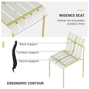 English Elm Summer Outdoor Dining Set Stackable Pp Chairs Round Table Uv Resistant Patio Cream White,Grain Yellow,White W3450S00025