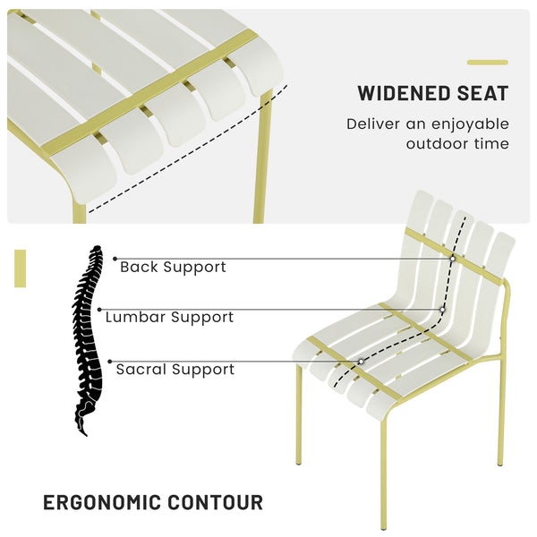 English Elm Summer Outdoor Dining Set Stackable Pp Chairs Round Table Uv Resistant Patio Cream White,Grain Yellow,White W3450S00025