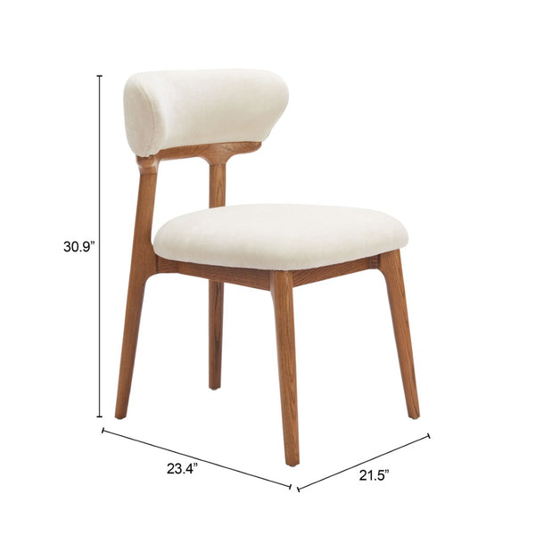 Cedar Dining Chair Set of 2 - Modern White & Walnut Design with Premium Fabric & Solid Wood