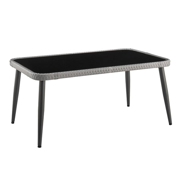 English Elm Portofino Outdoor 4-Pc Conversation Set with Removable Waterproof Cushions, Tempered Glass Top Cream+Grey B365P397658