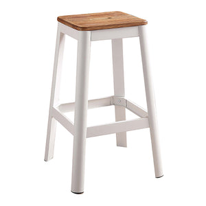 English Elm Natural and White Armless Bar Stool With Crossbar Support