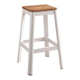 Farmhouse Armless Bar Stool w/ Crossbar Support - Natural/White, 18.50 x 18.50 x 30.50