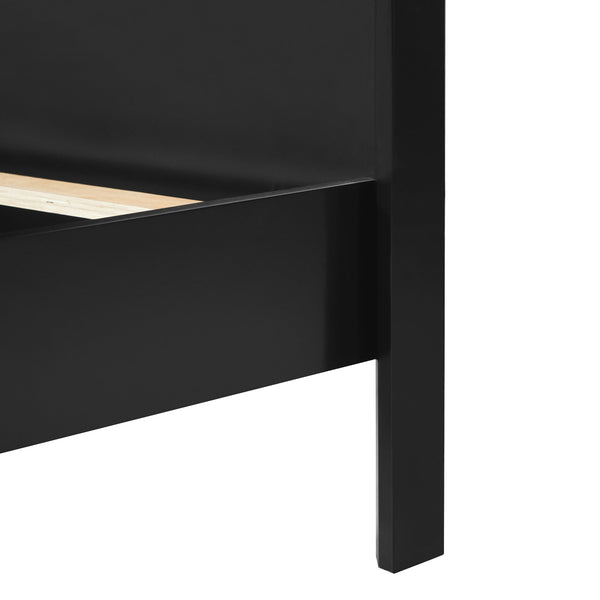 English Elm Pine Solid Wood King Bed Matte Finish Platform Frame Tall Headboard No Box Spring Black N770PK291028B