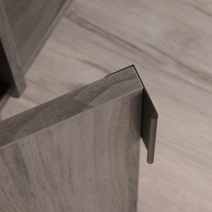 English Elm Credenza, Dark Gray finish – Spacious 65.25" storage buffet with adjustable shelves, cord management, drawers, versatile placement B356P367838