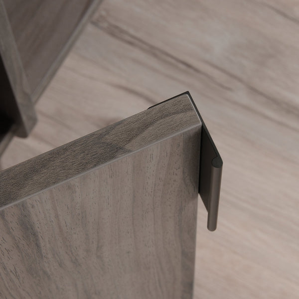 English Elm Credenza, Dark Gray finish – Spacious 65.25" storage buffet with adjustable shelves, cord management, drawers, versatile placement B356P367838