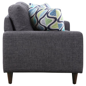 English Elm Gavito Grey Tufted Loveseat with Track Arms — Vintage-Inspired Comfort, Plush Cushions & Sleek Style B062P328607