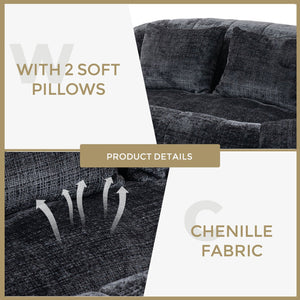 English Elm Bean Bean Bag Sofa High-Density Memory Foam Two-Seater Lounger High Back Chenille Cozy Support Black W395P181440