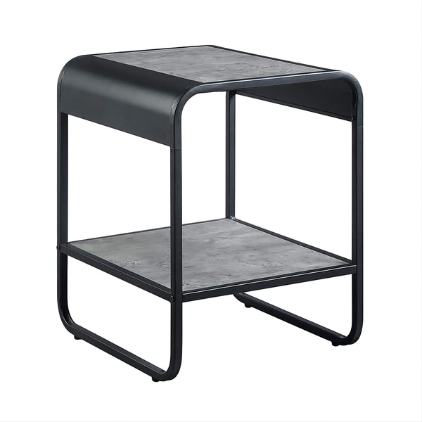 English Elm Modern End Table With Faux Concrete Top & Matte Black Metal Frame - Stylish Storage For Any Room B2741P337031