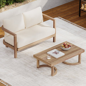 English Elm Christopher Knight Home® - 2-Person Acacia Wood Loveseat & Coffee Table Set with Beige Cushions, Weather-Resistant Patio Charm 73169.00BBGE