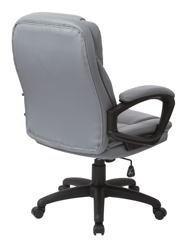 OSP Home Furnishings Faux Leather Executive Office Chair with Lumbar Support and Pneumatic Height Adjustment FL660-U42