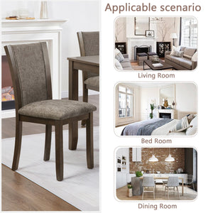 English Elm Dining Chairs Set of 4 Rubberwood Frame Linen Seat Minimalist Kitchen Seating W1998P373007