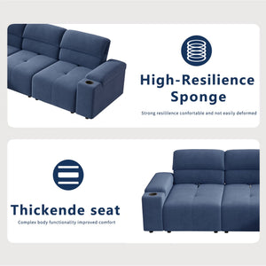 English Elm Modern Modular L-shaped sectional sofa 105-inch cloud deep-seat 4-seat cotton comfort with ottoman and storage Blue W3820S00008