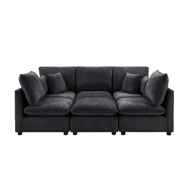 English Elm Swivel Barrel Accent Chair Chenille Tufted Round Club Seat for Living Room Lounge Black N719S002300B