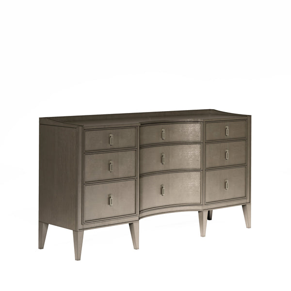 A.R.T. Furniture Cove Dresser - Glamorous Mica Finish With 9 Drawers, Cedar Lined Bottom, And Elegant Metal Accents Grey Rubberwood Solids,Primavera Veneers,Metal 349130-2743