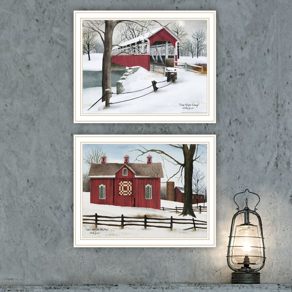 English Elm Trendy Decor 4u Folk Art Pastoral Scenes 2 Piece Framed Print Set for Farmhouse Walls B067P255228