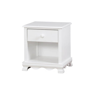 English Elm Wooden Nightstand With Open Shelf & Drawer - Modern White Design For Stylish Bedroom Storage Solutions B016P251416-GIGA
