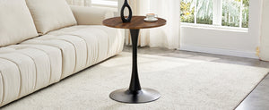 English Elm Round Faux Marble Tulip Dining Table Mid Century Pedestal Base for Compact Kitchens Walnut W2920P395713