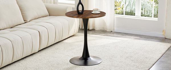 English Elm Round Faux Marble Tulip Dining Table Mid Century Pedestal Base for Compact Kitchens Walnut W2920P395713